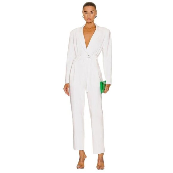 Norma Kamali Pants - NORMA KAMALI Single Breasted Tapered Leg Jumpsuit in Snow White XL New Womens